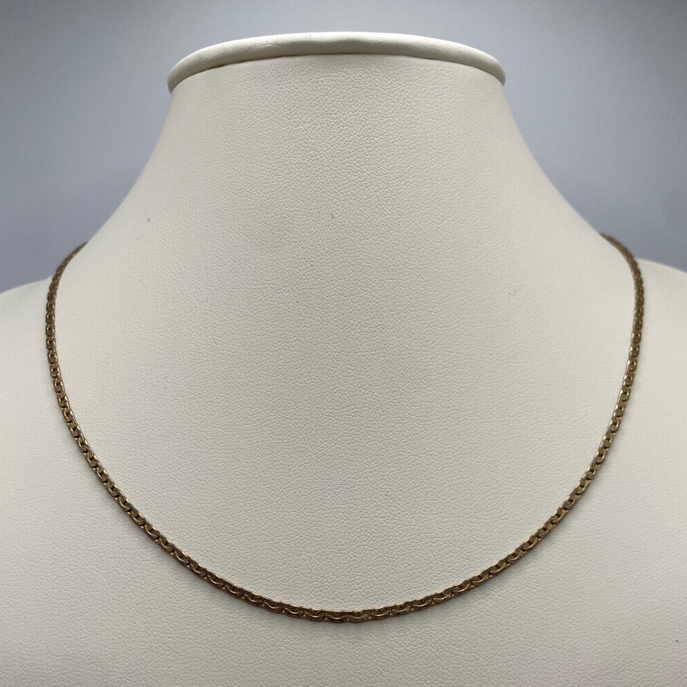 Vintage 1/20 12K Gold Filled Textured Link Chain Necklace 16 Inch Gold Tone